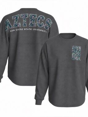San Diego State Aztecs Gray Floral-Print Tshirt Jersey Long Sleeve